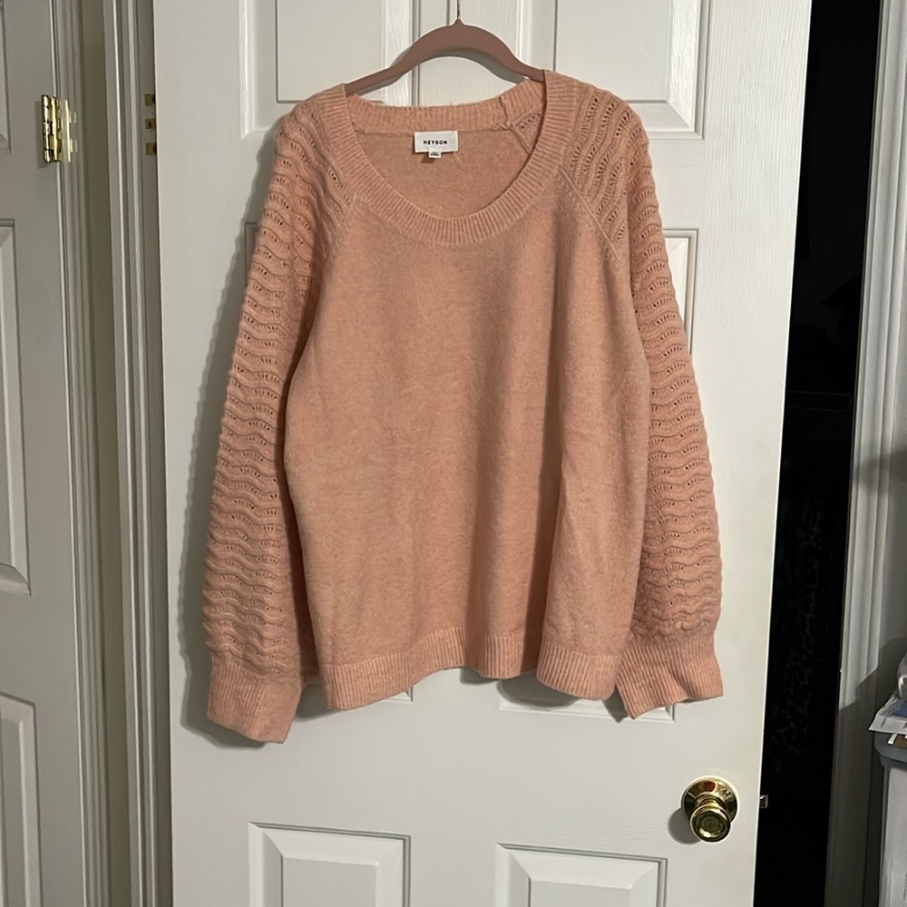 NWOT Boutique Purchased Peach Sweater detail sleeves
